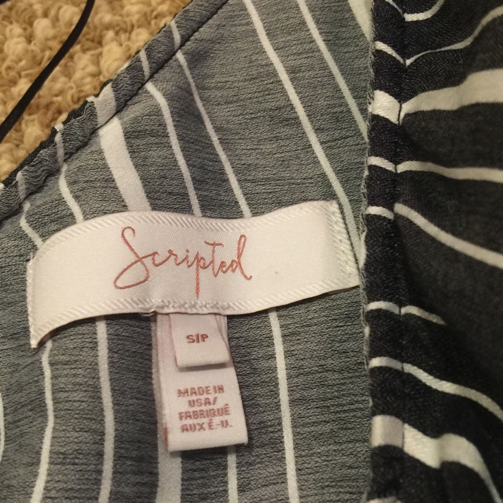 Scripted Ruffled Striped One-Shoulder Top Small - image 5